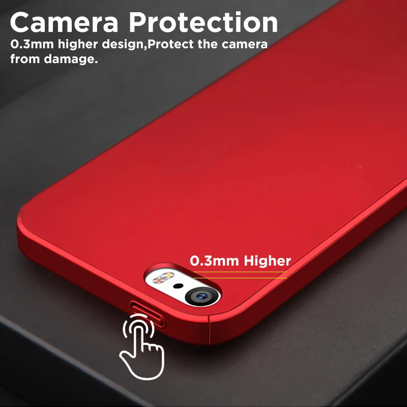 360 Degree Hard protective case For iPhone 5 5s SE 3 in 1 with tempered glass Shockproof PC Front Back Cover Full Body Coverage |