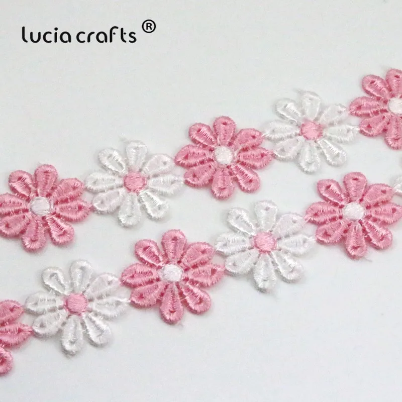 Lucia crafts 2,6 см Цветочная вышивка отделка кружевная Лента ткань для самостоятельного пошива одежды аксессуары для лоскутов 1 ярд/лот N0810