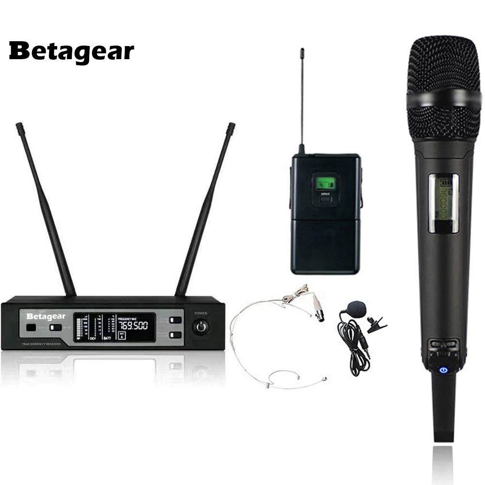 

Betagear True diversity skm9100 Professional handheld mic+headset mic+lavalier stage microphone UHF Microfone Wireless Microfono