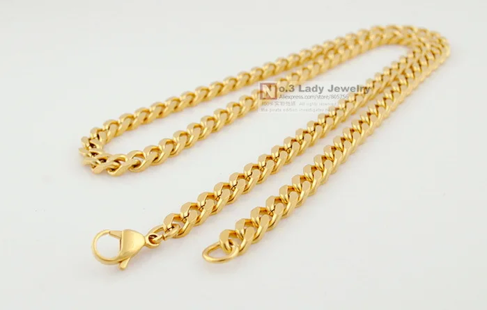 Гокадима 55 см 6 мм Мужская цепочка золотого цвета GP из нержавеющей стали для