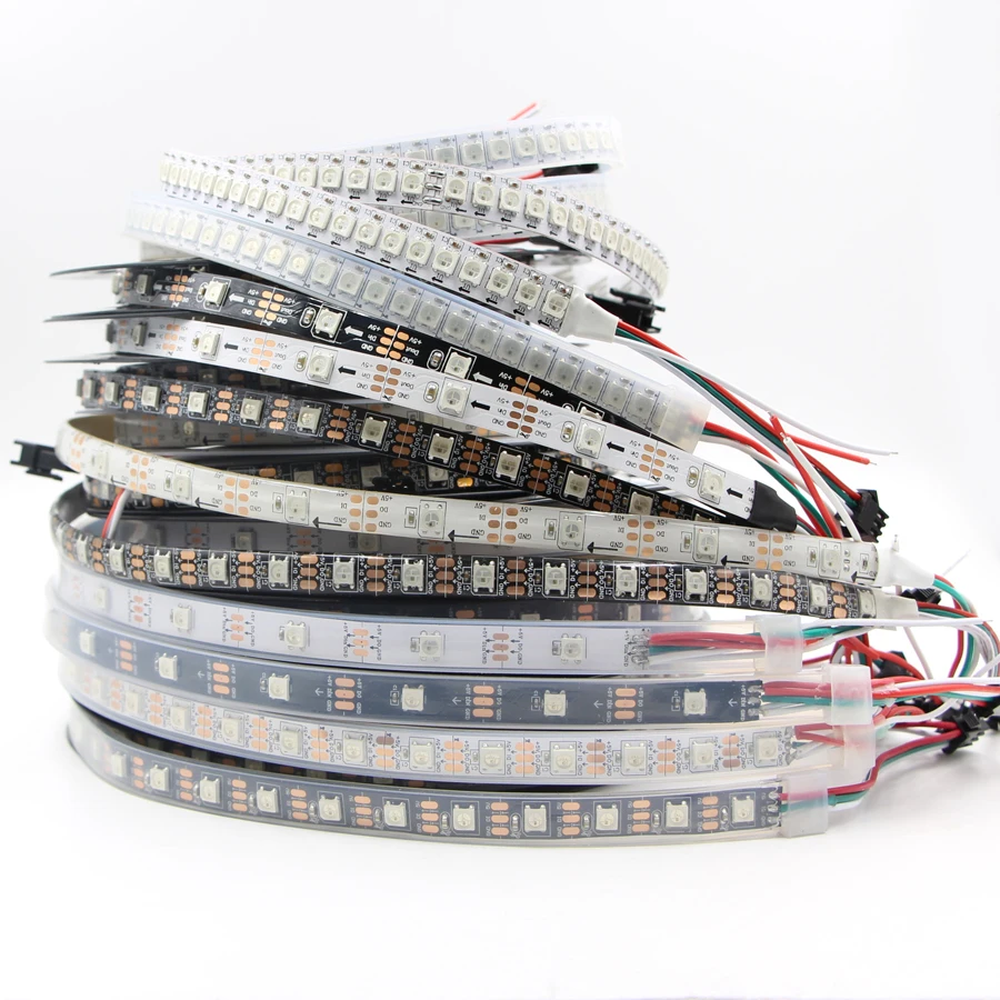 WS2812B индивидуально Адресуемая Светодиодная лента 5050 RGB 144 пикселей Гибкая лампа