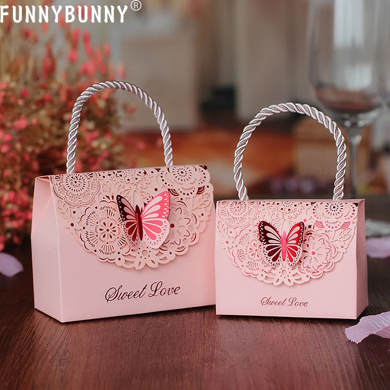 FUNNYBUNNY бабочка цветок конфеты бумажный подарочный пакет с ручкой свадебный