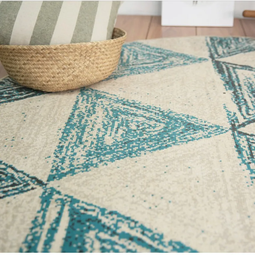 Современный стиль белый геометрический микс синий ковер 160*160 см для гостиной