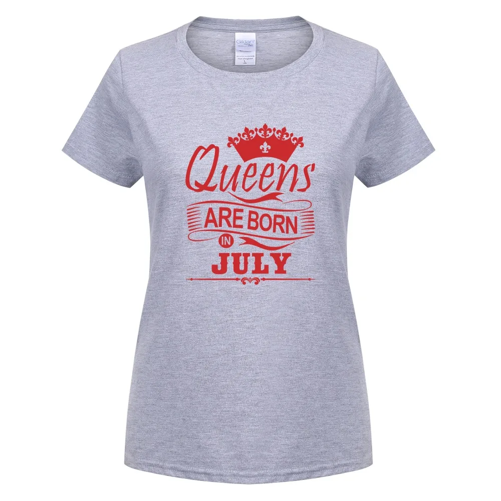 Футболка женская с коротким рукавом хлопковая рубашка надписью Queen Are Born In July