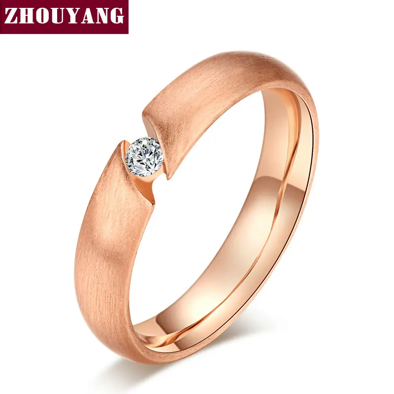ZHOUYANG высококачественное кольцо с фианитами для рисования розовое золото