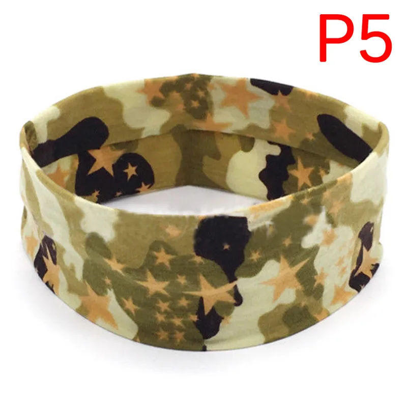 P5 Повязка на голову пот Band Yoga для бега и тенниса Headscarf силиконовый антискользящий HairBand мягкий Камуфляж Цветочный спортивный напульсник 20*6 см - Цвет: P5