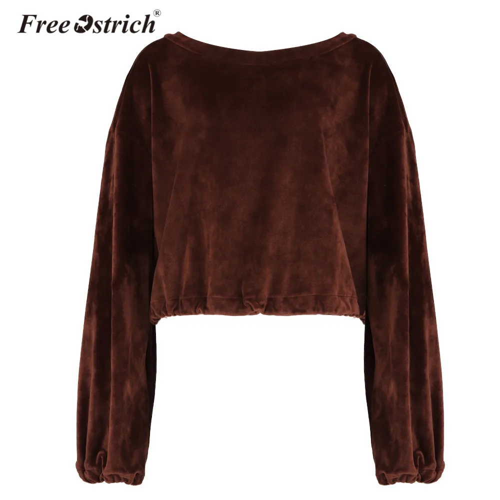 Модная женская Толстовка Free Ostrich зимние теплые короткие однотонные Повседневные