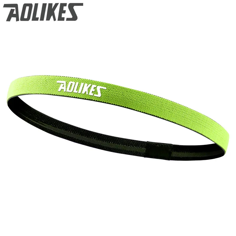 Green Aolikes одноцветная спортивная лента для волос силиконовый нескользящий Эластичный Напульсник для фитнеса, йоги, спортзала, бега, велоспорта - Цвет: Green