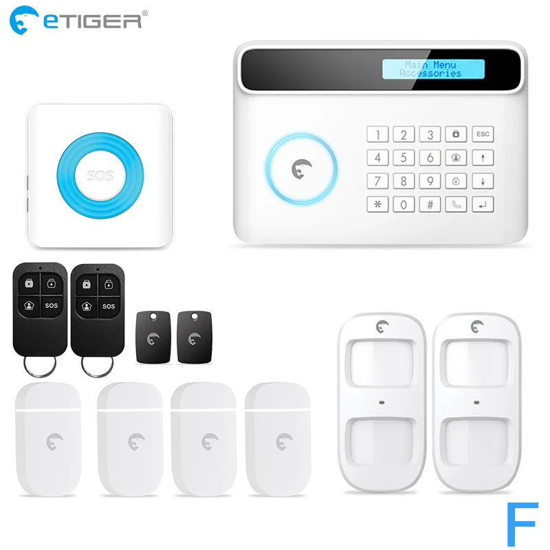 Дизайн Etiger S4 GSM PSTN Беспроводная система охранной сигнализации для дома RFID Панель Умный дом Охранная сигнализация - Цвет: Set F