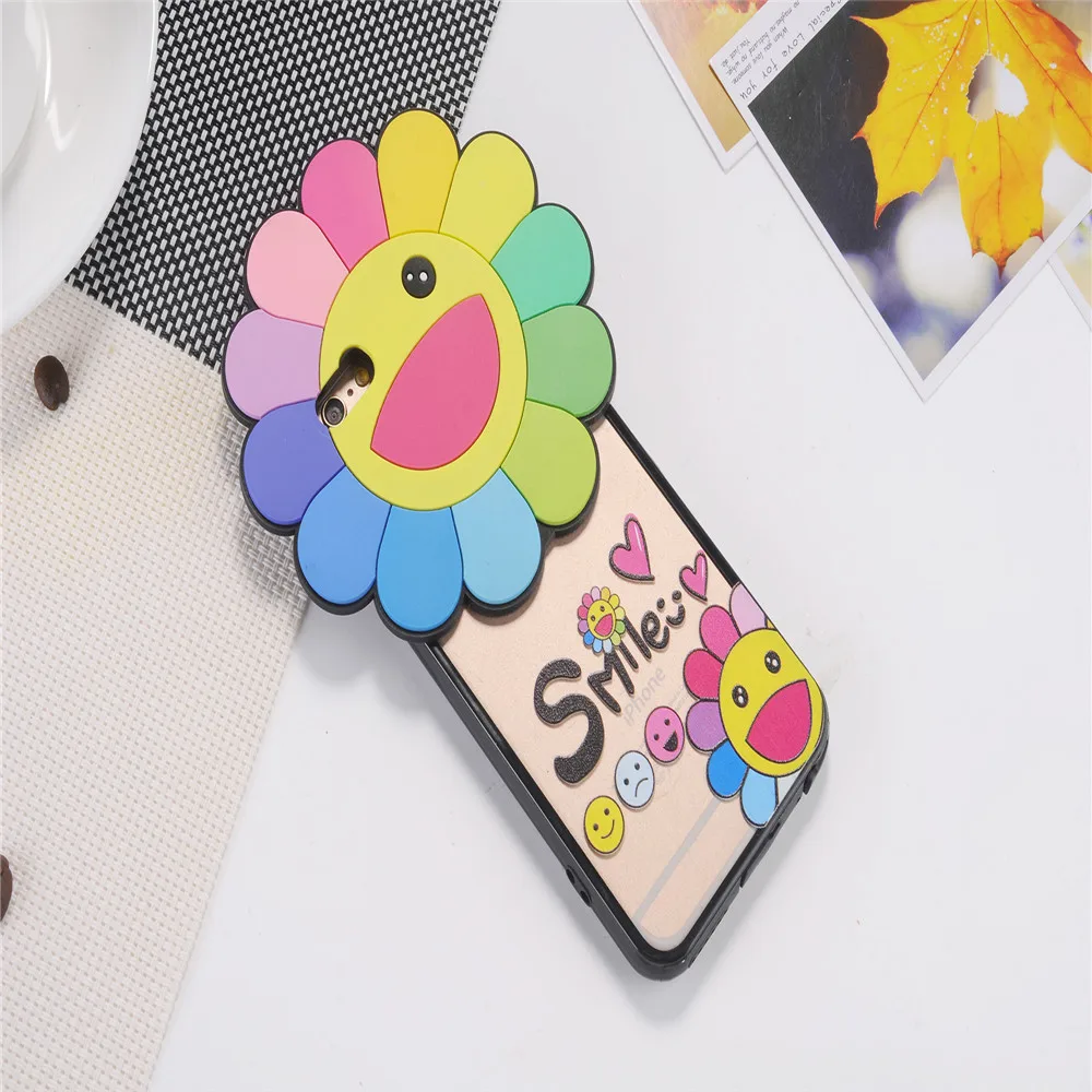 Для iphone 6 4.7 &quot3D Улыбающееся Лицо Подсолнечника ТПУ Назад Чехол для iPhone Plus Splus 5.5&quot