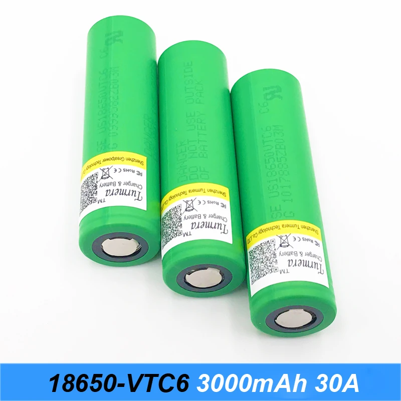 VTC6 3 7 V 3000 mAh литий ионная аккумуляторная батарея 18650 для US18650VTC6 30amp электронная
