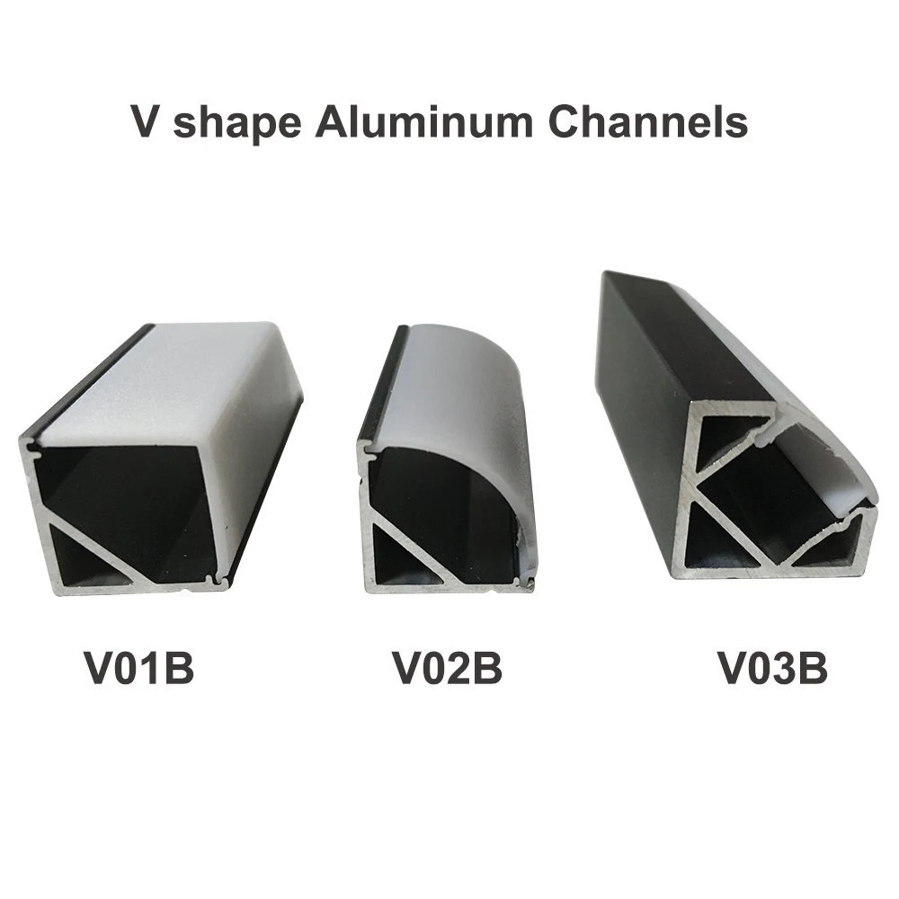 20 шт/2 м(6.6ft) черный V-shape 12 мм светодиодный профиль для светодиодного линейного светильник алюминиевый профиль с крышкой Угловой монтажный алюминий