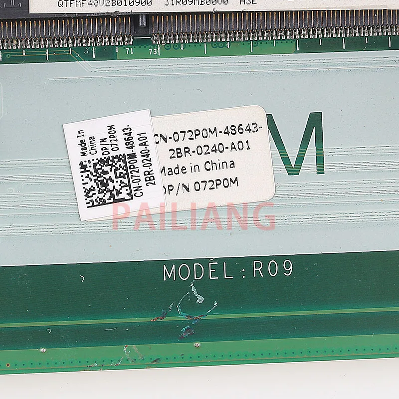 PAILIANG материнская плата для ноутбука DELL Inspirion 17R N7720 PC HM75 CN 072P0M DA0R09MB6H1 tesed