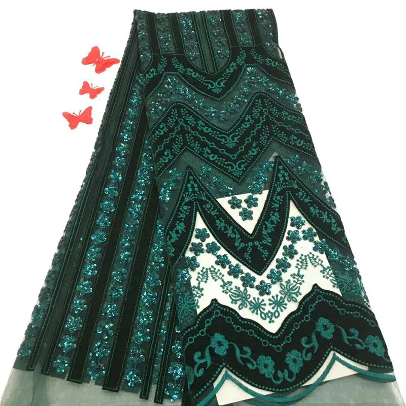 

Ткань с блестками, высокое качество, тюль, кружевная ткань с блестками, модная, 5 ярдов, зеленая, кружевная ткань с блестками, разные цвета, на ...