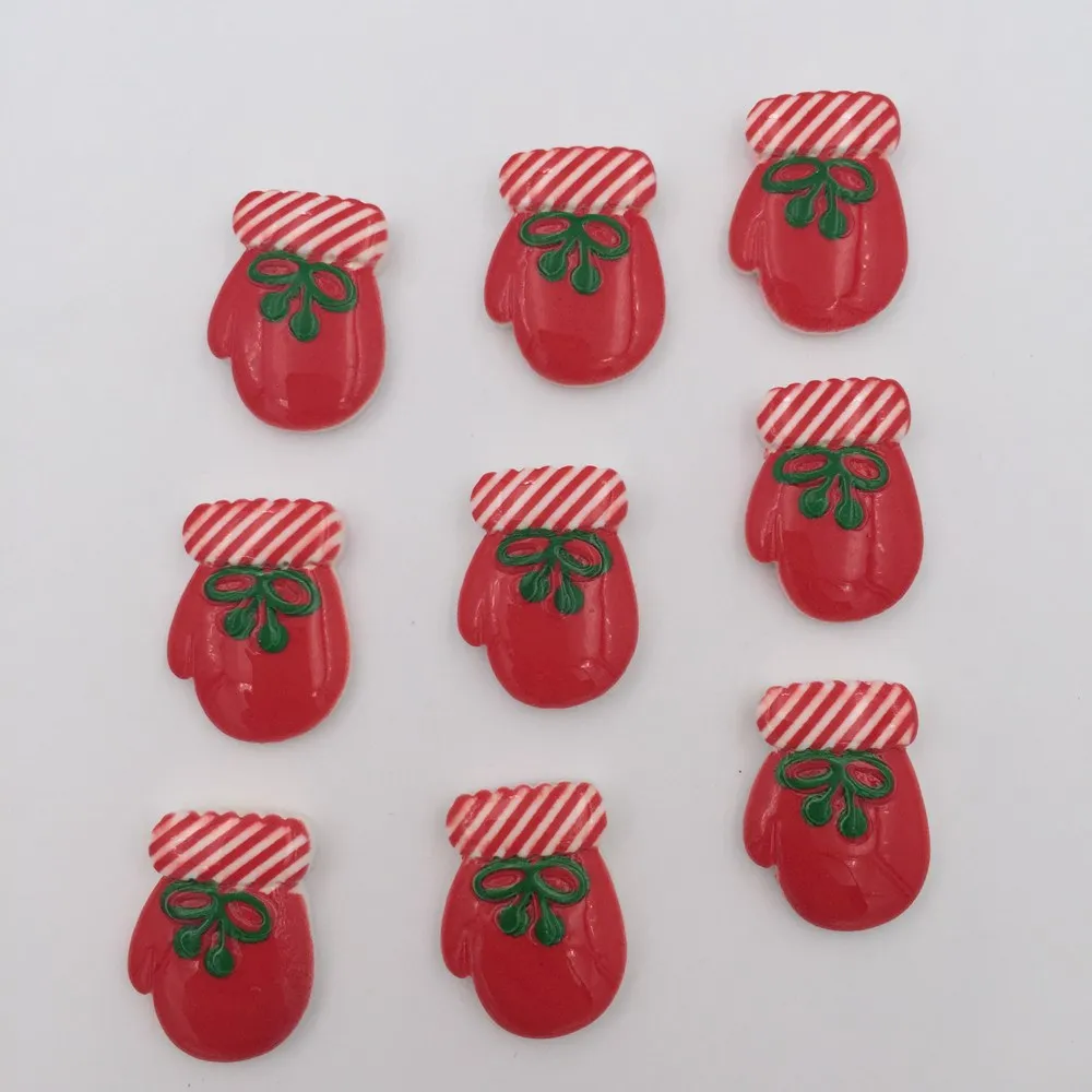 Смола 10 шт. ручная роспись Рождественские перчатки с плоским основанием
