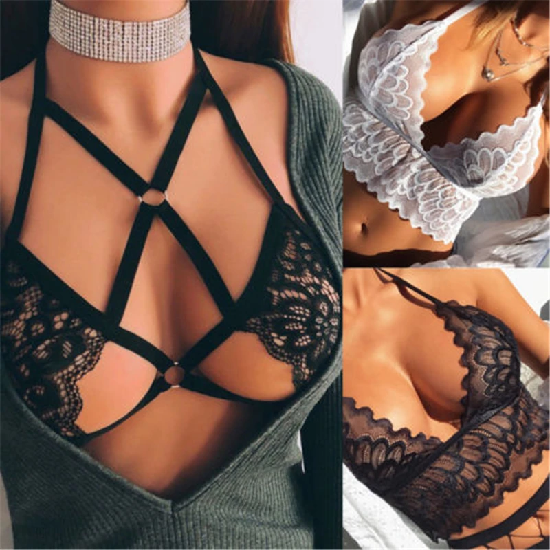 Женский сексуальный прозрачный кружевной бандажный бюстгальтер тонкий