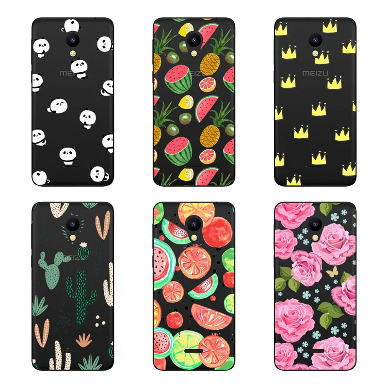 meizu c9 Case Silicon Black Painting flower Soft TPU Back Cover for pro protect Phone cases shell |