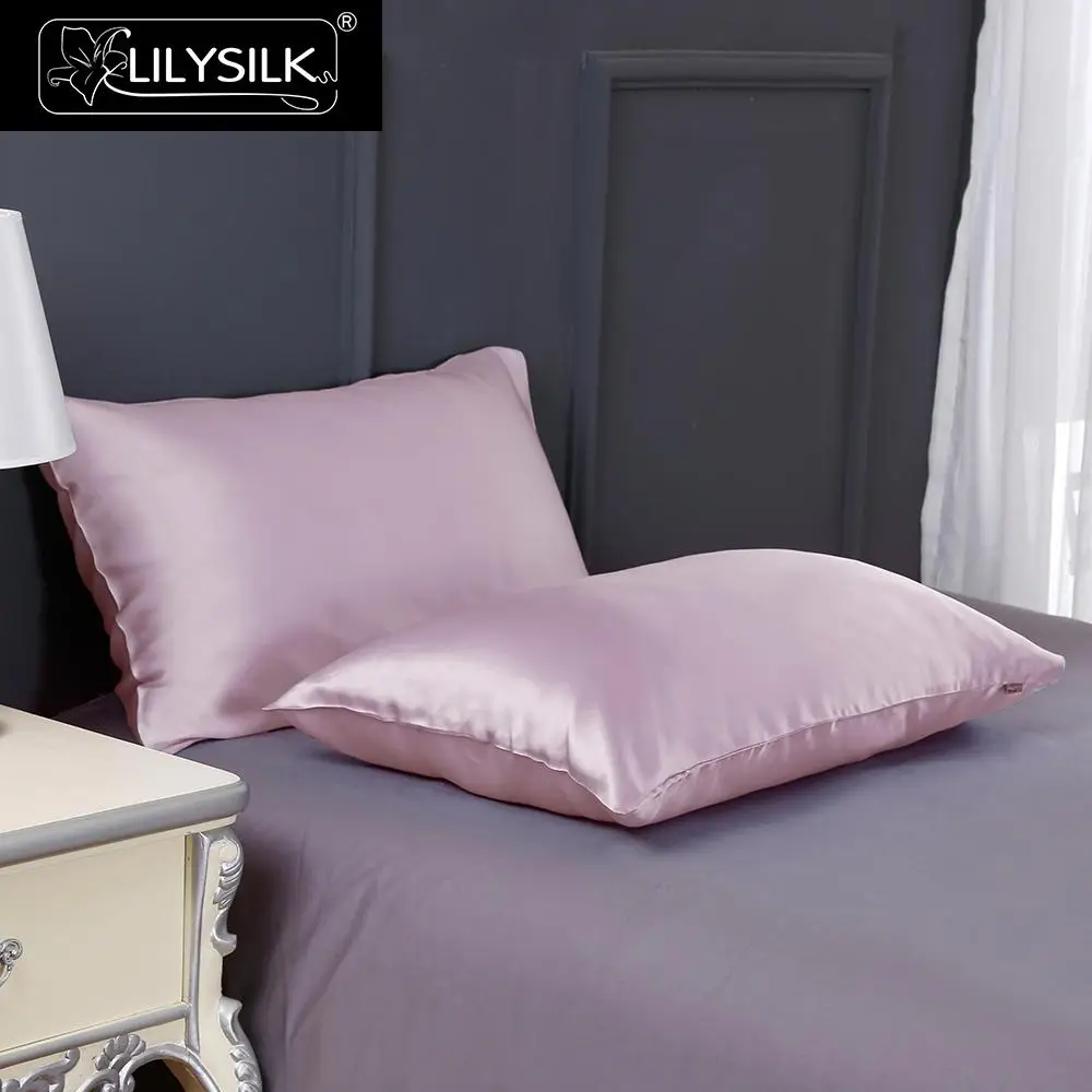 Rosy Pink Lilysilk шелковая наволочка с ушками 19 Momme натуральный шелк Mulberry - Цвет: Rosy Pink