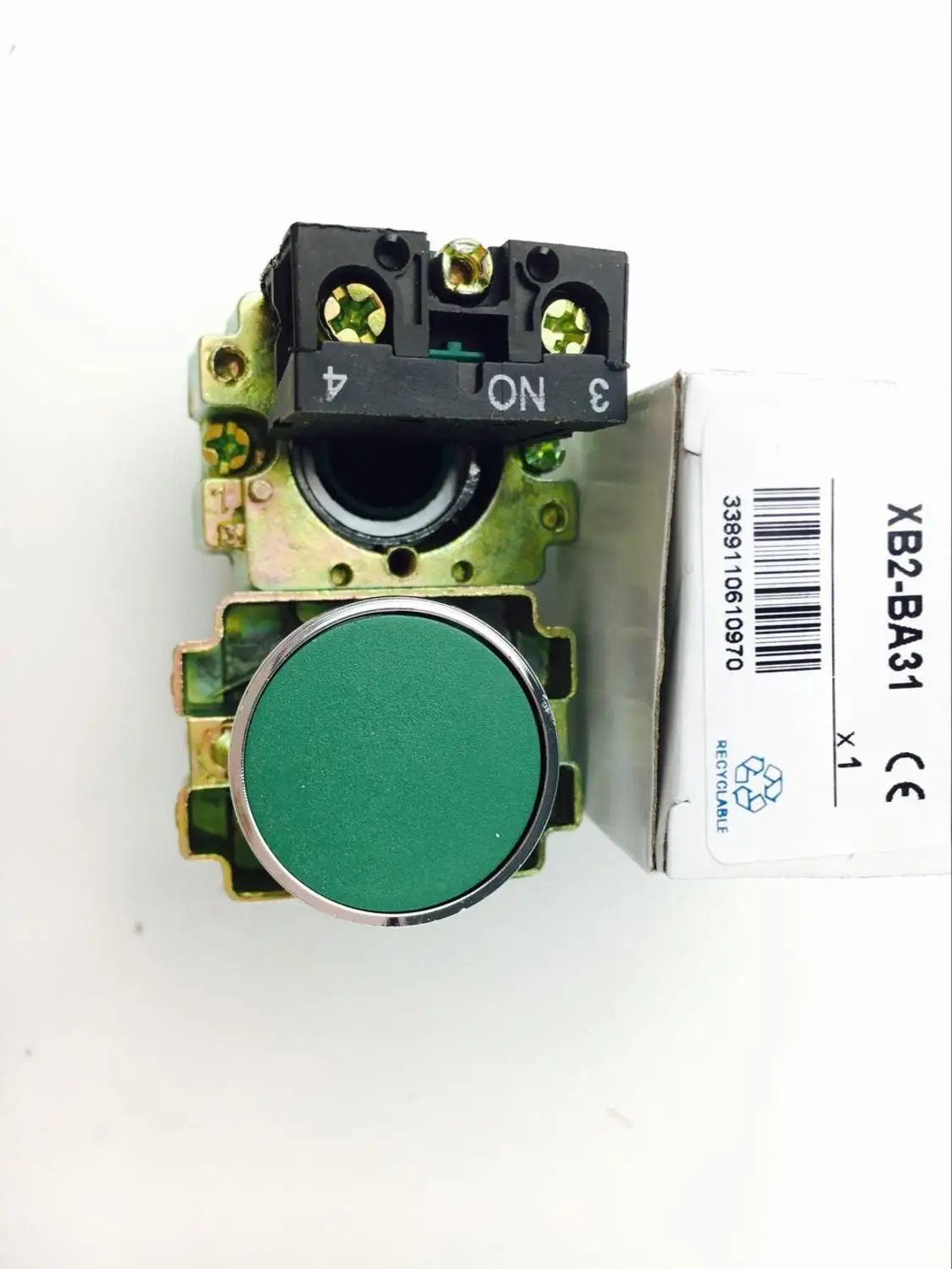 5 шт./лот XB2 BA51 XB2-BA51 yellowself-моментальная Перезагрузка Flush кнопки 1 N/O плоская кнопка переключатель - Цвет: XB2BA31 NO Green