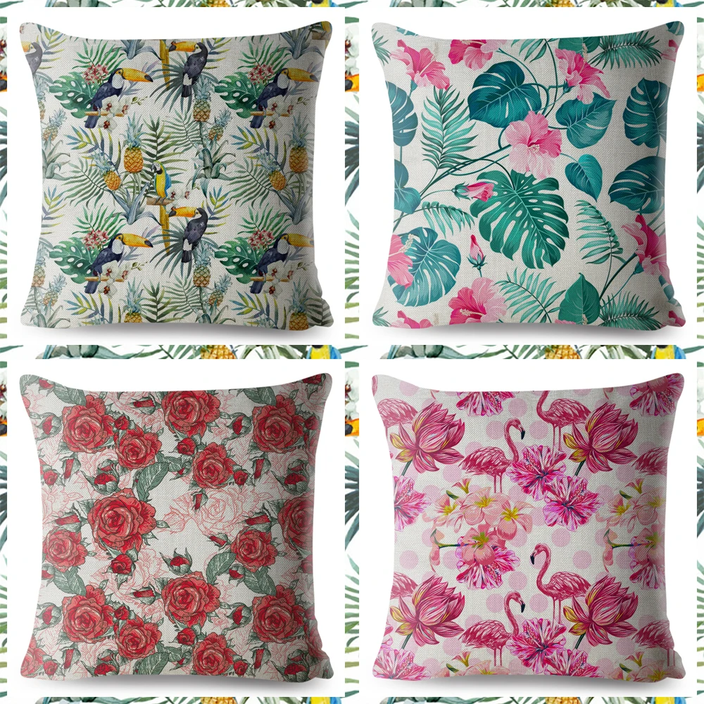 Nordic style Tropical leave Cushion Cover for Sofa Home Decor Pillowcase Print Patchwork Plant Animal Pillow Case Linen 45*45cm | Дом и сад