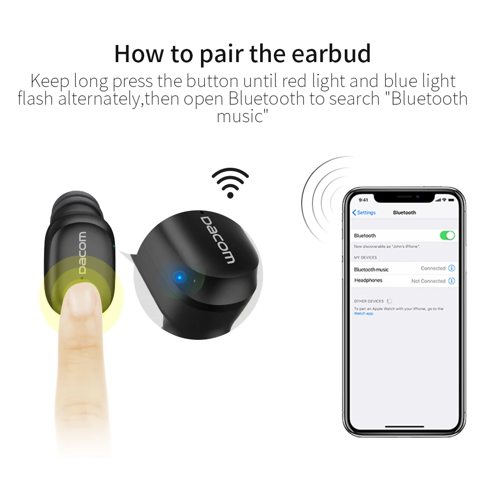 DACOM K8i беспроводные наушники мини bluetooth вкладыши в ухо монитор гарнитура с