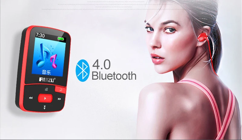 Новое поступление, Спортивный MP3 плеер RUIZU X50 с Bluetooth, 8 ГБ, мини-клип с поддержкой экрана, FM, запись, электронная книга, часы, шагомер