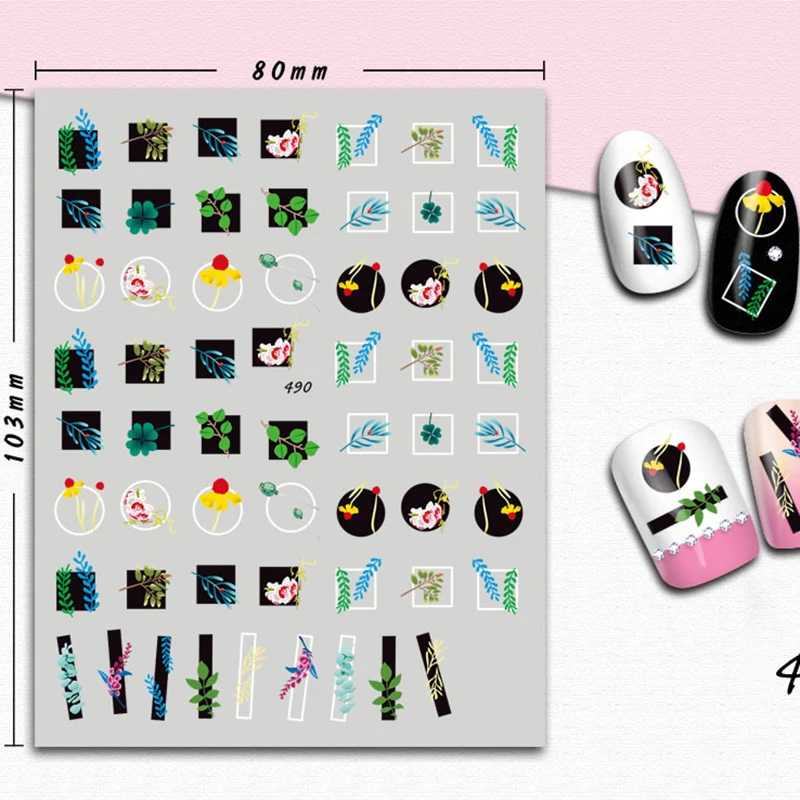 1 лист водных переводных наклеек для ногтей цветок птицы глаза|Стикеры и