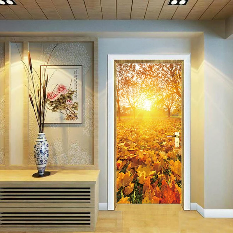 Наклейки на дверь в виде осенних листьев 2 шт./компл. стикеры стену стиле пейзажа