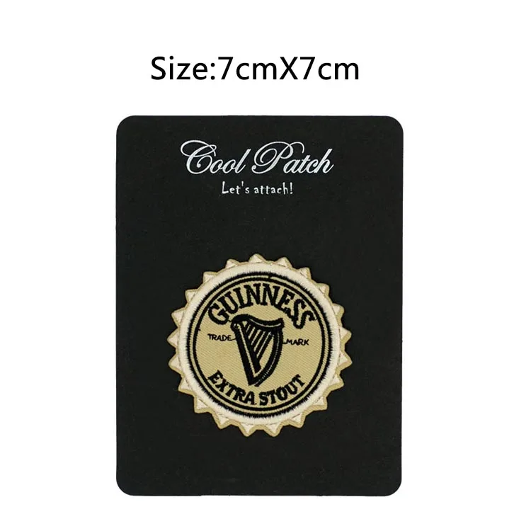 Пиво Guinness бутылка Кепки Экстра толстый MC Вышитые мотоцикл Байкерская нашивка на