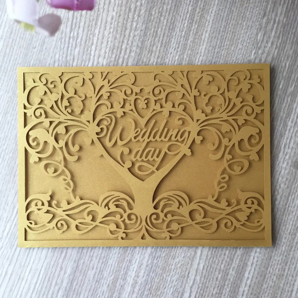 

40pcs Pearl Paper Material And Europe Regional Feature Gold Wedding Invitation Card Engagement Invitations Marriages Cards