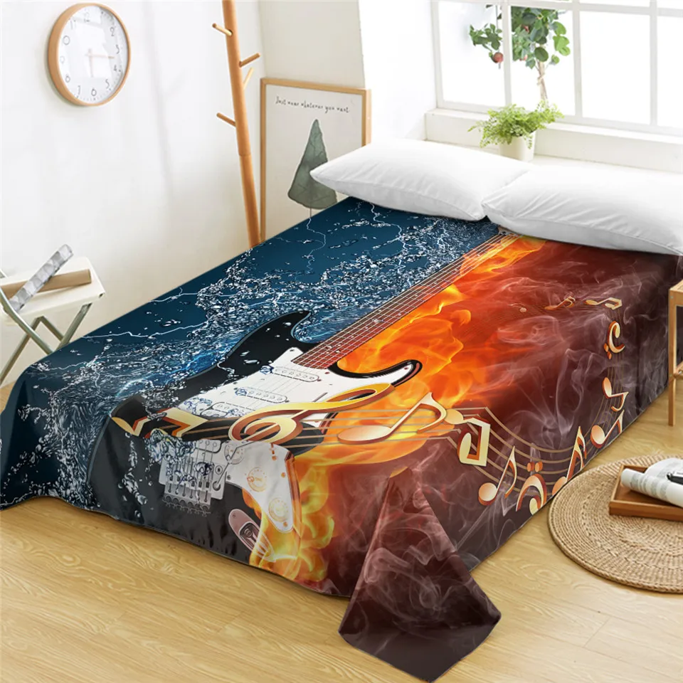 Постельное белье BeddingOutlet для пламенной и водной гитары 1 шт. плоский лист с 3D
