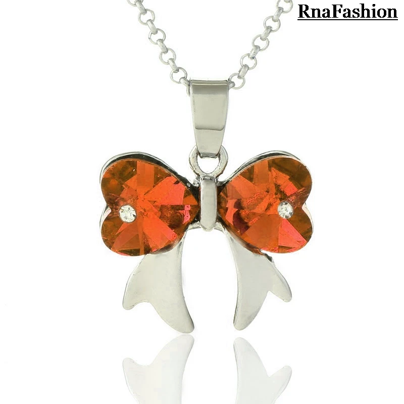 2014 оптовые продажи австрийский кристалл бант массивное ожерелье с подвеской