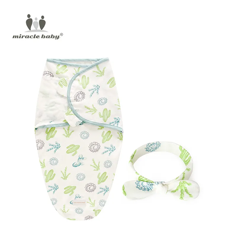Cactus Set L Комплект из 2 предметов; пеленка для новорожденных+ головной убор; хлопковое детское одеяло; постельные принадлежности; спальный мешок с героями мультфильмов для младенцев 0-6 месяцев - Цвет: Cactus Set L