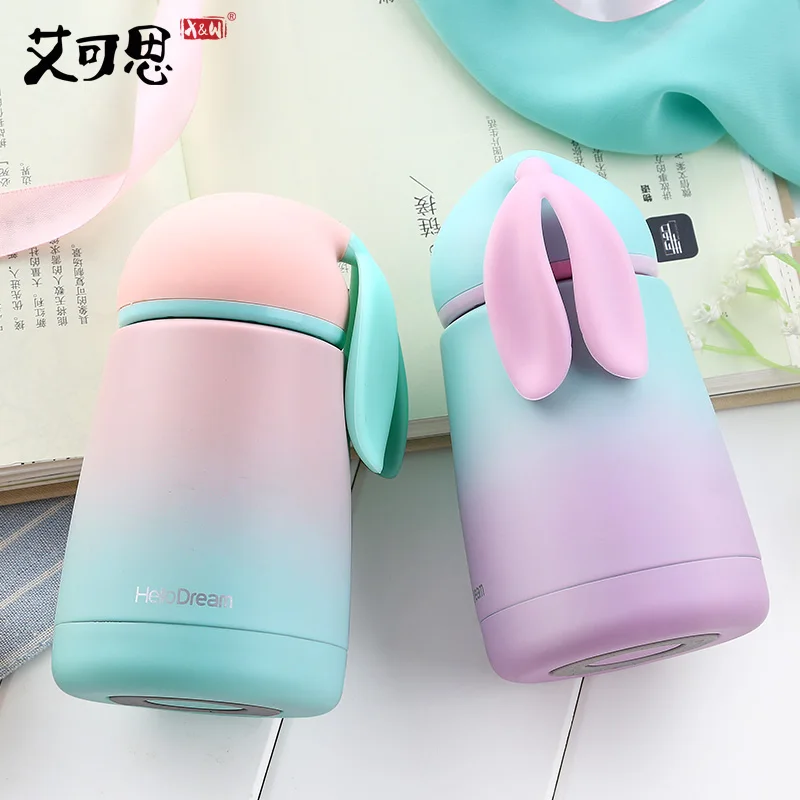 300 мл градиентный Кролик Дети Кормление чашка из нержавеющей стали молоко термос