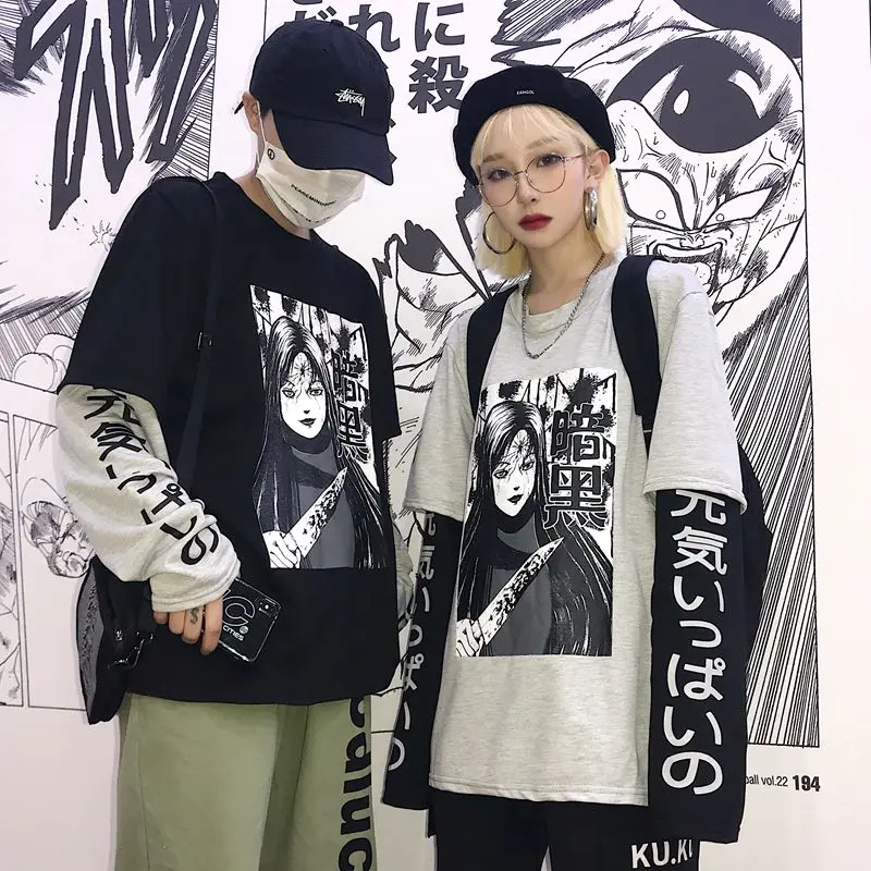Женские футболки YouGeMan топы осенняя Корейская Футболка с принтом Ulzzang Harajuku