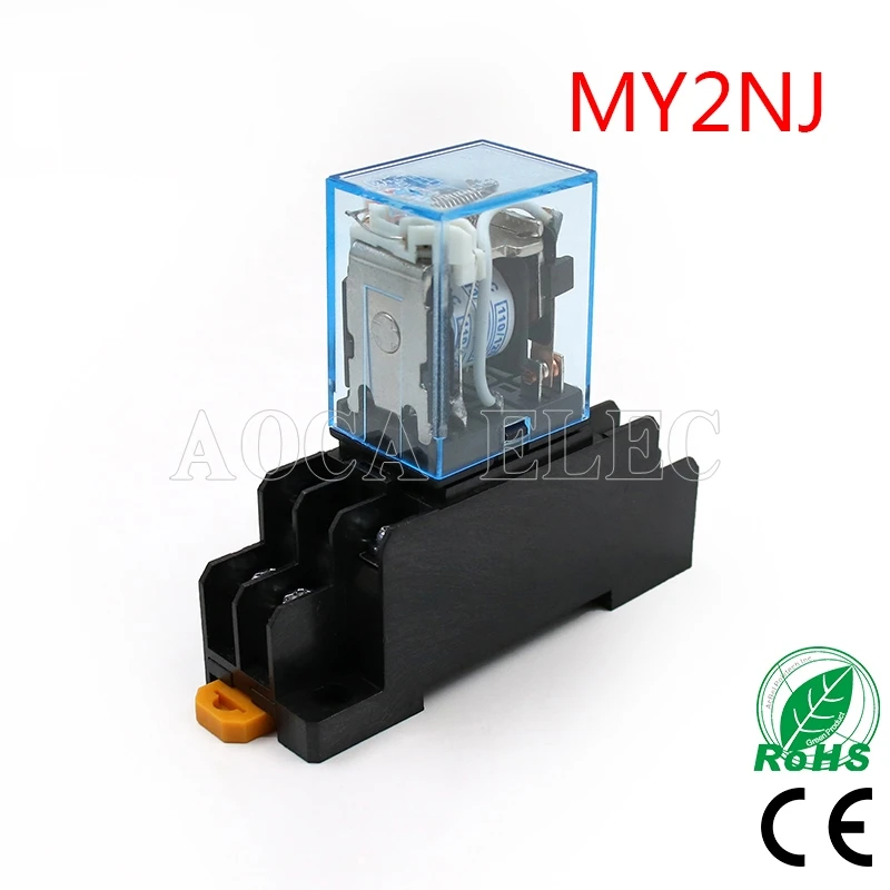 OMRON HH52P MY2NJ Relay Coil General DPDT Micro Mini Electromagnetic Relay Switch with Socket Base LED AC 110V 220V DC 12V 24V