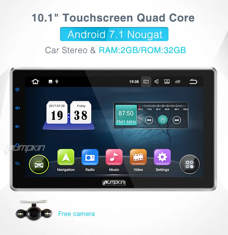 Тыквы 2 Din 10 1 'ɺndroid 7 универсальный автомобильный Радио нет dvd-плеер gps