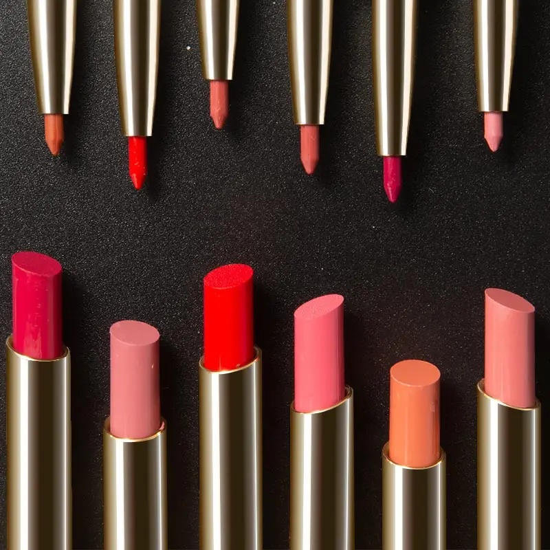 Матовый карандаш для губ с оттенком телесный набор из помад корейская косметика