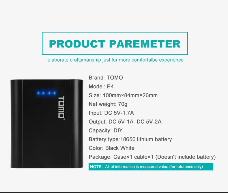 Tomo повербанк 18650 Зарядное устройство чехол P4 4 слота 5V 2A Powerbank чехол s для 18650 литий ионный Батарея умный светодиодный 18650 зарядное устройство