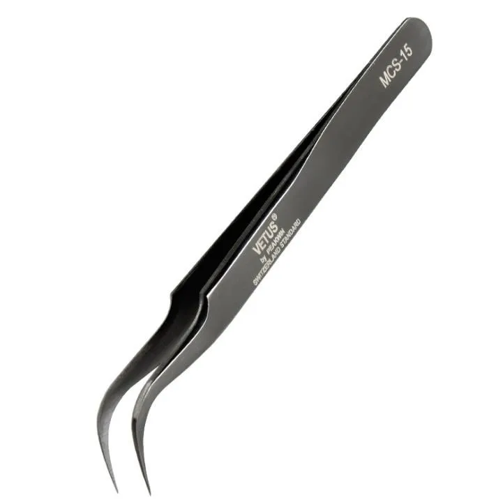 MCS-15 Tungsten VETUS MCS серия пинцет для бровей накладные ресницы Инструменты для наращивания вспомогательный ремонт Сверхтонкий Высокоточный антикислотный пинцет - Цвет: MCS-15 Tungsten