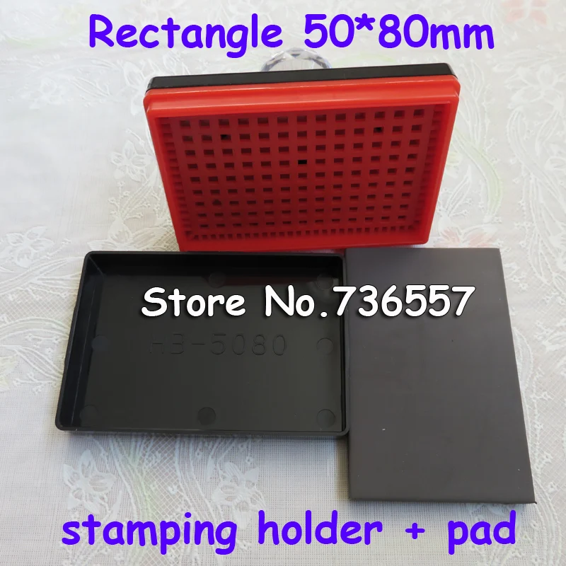 

5Pcs Rectangle 50x80mm Holder Stamp Shell+Rubber Pad for Photosensitive Portrait Flash Machine Selfinking Stamping Making Seal