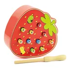 Забавная детская развивающая игрушка клубника поймать червячка цветная Когнитивная Магнитная 3D головоломка детская способность хватать деревянные игрушки