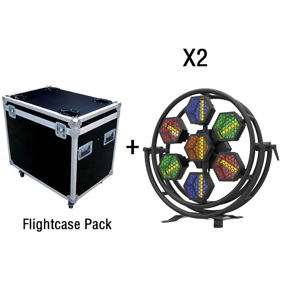 Flightcase Pack 2 шт./лот 7X60 Вт СВЕТОДИОДНЫЙ полноцветный ретро флэш-светильник RGBW 4в1 светодиодный стробоскопический светильник сценический мигающий светильник s танцевальный клуб для диско-DJ Вечерние - Цвет: Flightcase Pack