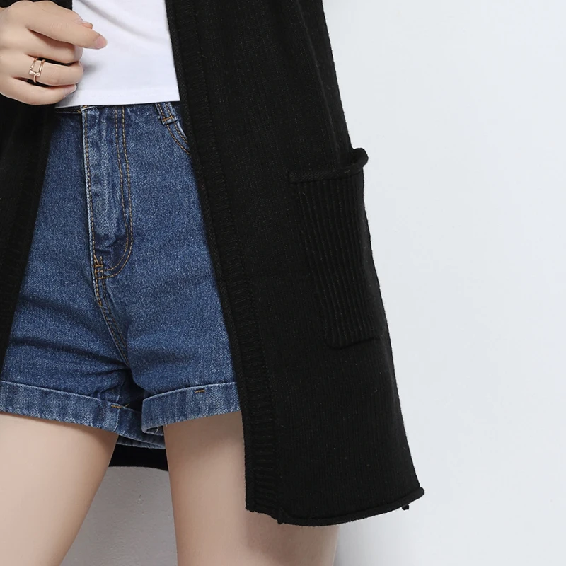 

2017Women Wool Sweater Cardigan Women Sweater Cashmere Knitted Coat Fashion Long Sleeve Loose Knitted Sweater With Pockets