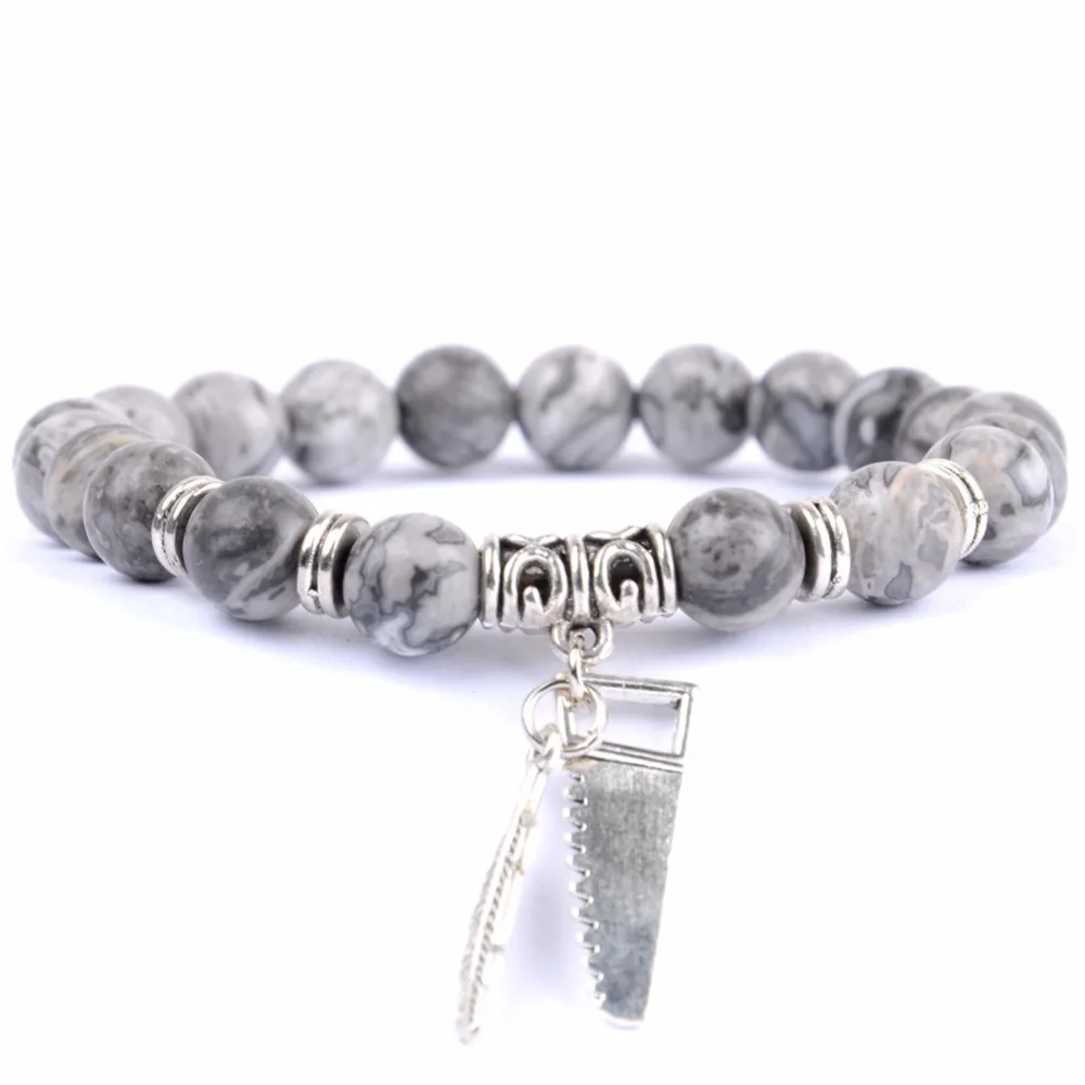 Мужской браслет натуральный матовый камень черный агат бусины серебряное