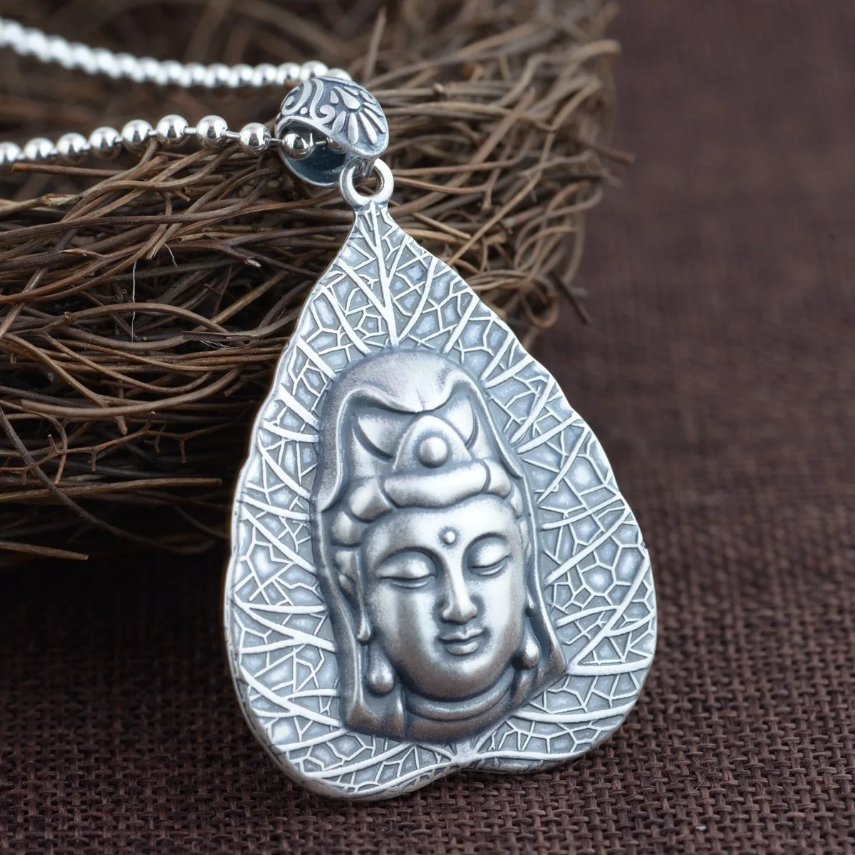Серебряные украшения S990 античный Матовый Стиль для мужчин и женщин Avalokitesva Bodhisattva