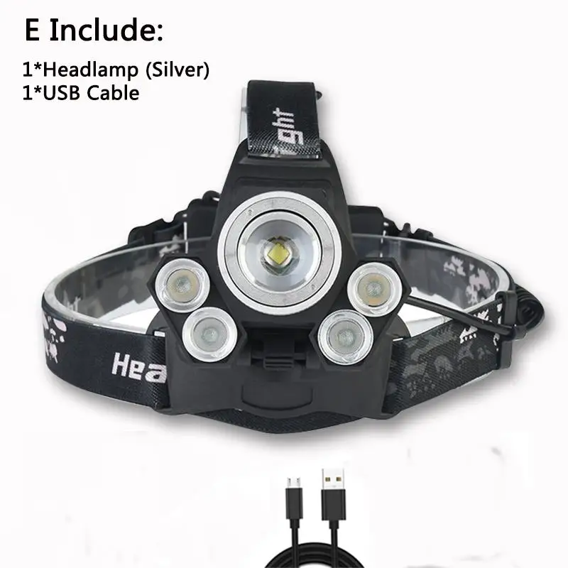 Package E Самый мощный светодиодный налобный светильник T6+ 4* фонарь XPE желтый/синий светильник налобный светильник USB Перезаряжаемый Головной фонарь с 18650 - Испускаемый цвет: Package E