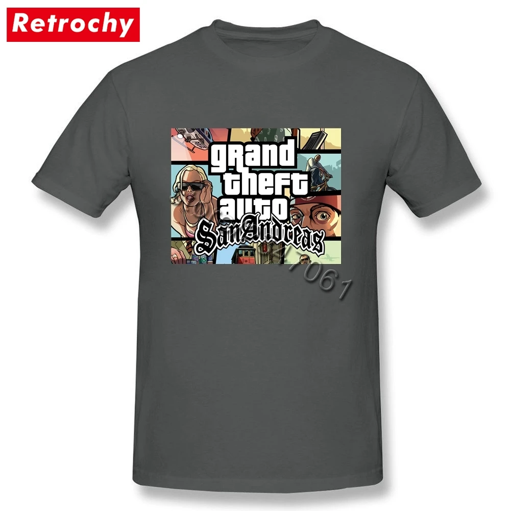 Популярная Игровая футболка GTA San Andreas Team GRAND THEFT AUTO, Мужская футболка с коротким рукавом, уникальная одежда для видеоигр - Цвет: Темно-серый