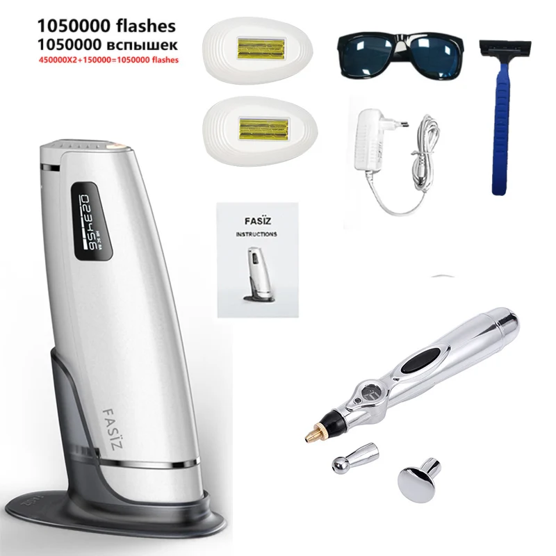 Gray Set 5 1050000 раз, 3 в 1, IPL лазерный эпилятор для удаления волос, фотоэпилятор с ЖК-дисплеем, лазерный постоянный триммер для бикини, Электрический эпилятор - Цвет: Gray Set 5