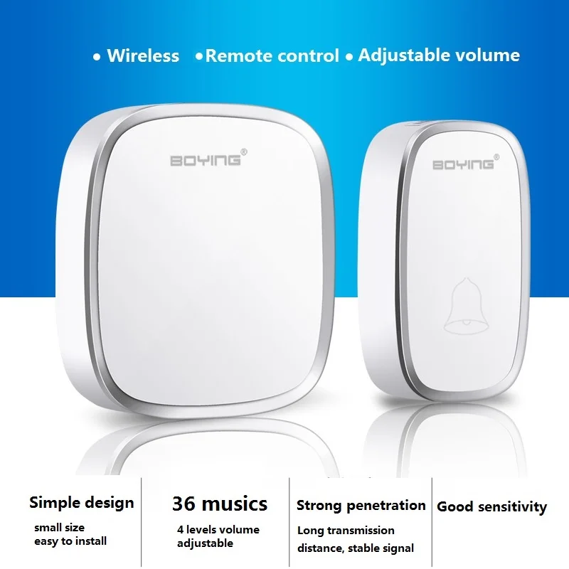 

Wireless Waterproof Doorbell 1 Button 2 Receiver 300M Remote Control Smart Cordless Home door bell 60 chime US EU UK Plug